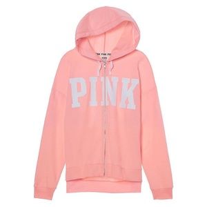 Victoria’s Secret Pink Hoodie Apricot Slouchy Full Zip Oversized Size Medium